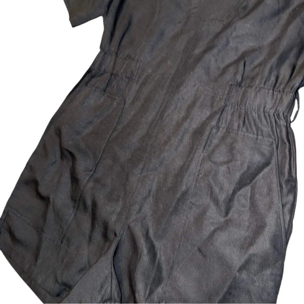 COS v neck belted playsuit 73% TENCEL Lyocell, 22% Linen, 5% Cotton.